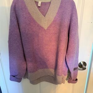 lululemon athletica Lavender V-Neck Sweater with Cream Trim